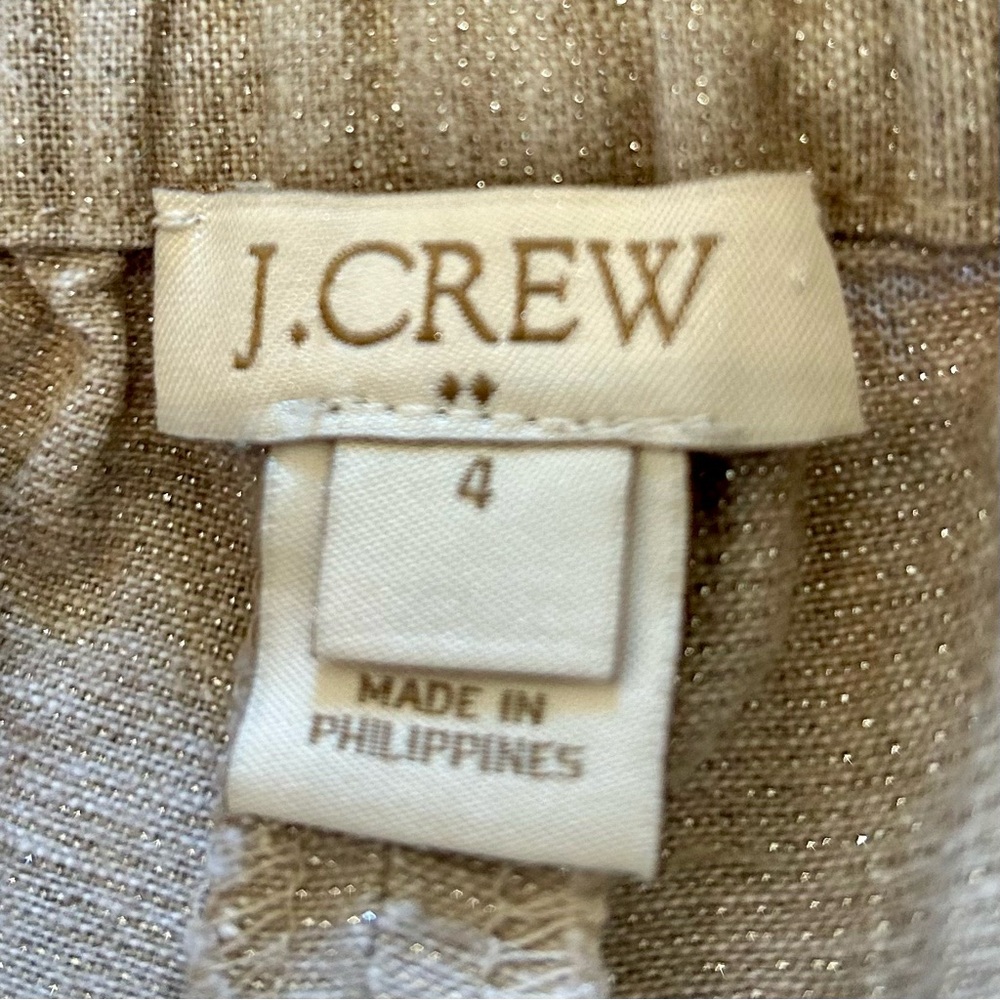 J Crew Linen & Cotton Oatmeal short with elastic waistband & front pockets, Sz 4 - Picture 7 of 8
